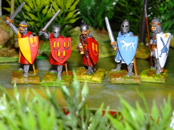 Les mêmes à pied. Un homme d'arme de Hautefort s'est joint à eux.