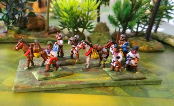 Romains Bas Empire. A noter la figurine  qui s'éponge le front et celle qui boit à la régalade.