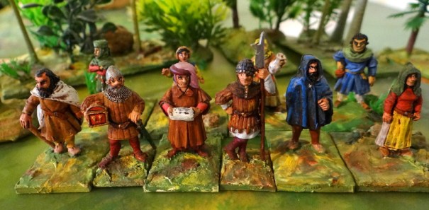 Au premier plan le collecteur d’impôts et ses accompagnants. Figs W Foundry 