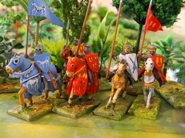 De gauche à droite : Bertrand de Born, Amaury de Hautefort, xxx. de Plagne et le sénéchal de Hautefort.