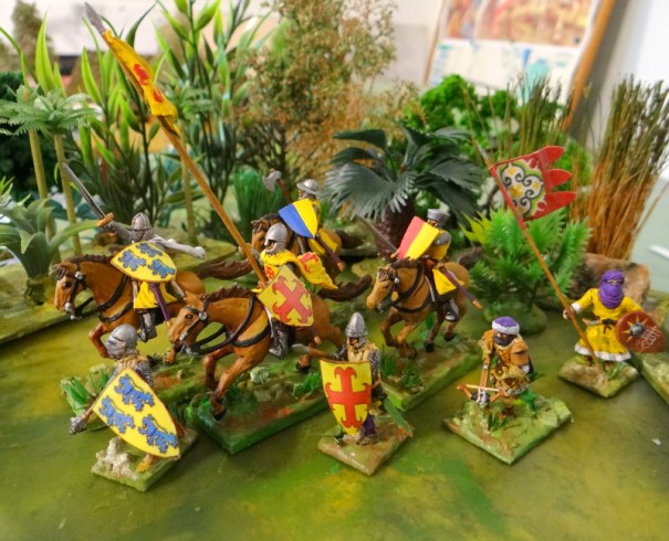 Archambaud de Comborn (D'or à trois lions d'azur, armés et lampassés de gueules) et Rainaud d'Aubusson (d'or à la croix ancrée de gueules)